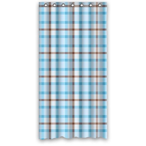 Libin Fashion Blue Light Plaid Shower Curtain Waterproof Polyester Fabric Bathroom 36x72 Inch Com Libin Fashion Blue Light Plaid Shower, Blue Plaid Curtain Material