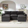 thumbnail image 3 of MAYEERTY Modern Modular Corduroy Sofa, Dark Gray Cloud-Soft Sectional Couch for Apartment, 3 of 9
