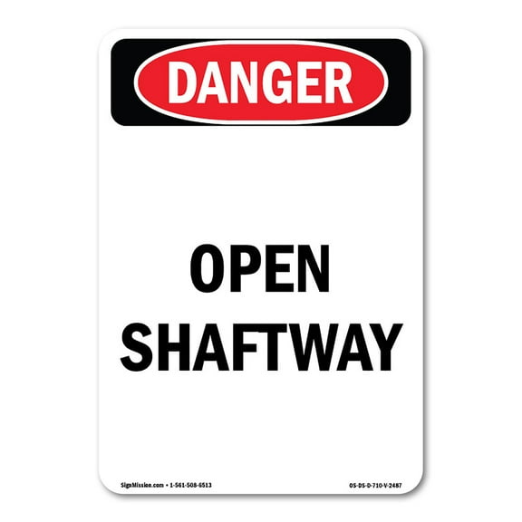 OSHA Danger Sign - Open Shaftway | Plastic Sign | Protect Your Business, Construction Site, Warehouse & Shop Area | Made in The USA