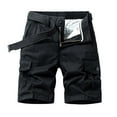 thumbnail image 2 of DDAPJ pyju Mens Elastic Waist Cargo Shorts Cotton Ripstop Hiking Shorts Lightweight Outdoor Work Shorts Basic Solid Casual Summer Straight Leg Shorts with Multi Pockets Black XXL, 2 of 4