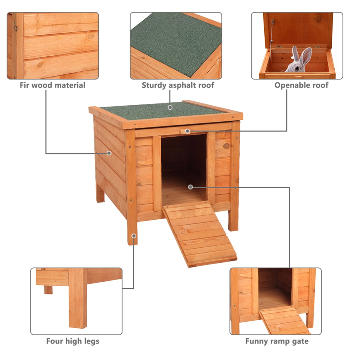 Pefilos 20 Inch Wooden Rabbit Hutch Waterproof Pet Bunny Cages for Outdoor Small Animal House Habitat, Orange Pefilos 20 Inch Wooden Rabbit Hutch Waterproof Pet Bunny Cages for Outdoor Small Animal House Habitat, Orange