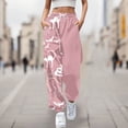thumbnail image 2 of Rhuody Womens Halloween Pants Straight Leg Halloween Print Sweatpants Pants Soft Elastic Waist Trousers Slacks Soft Clothes Pink S, 2 of 4