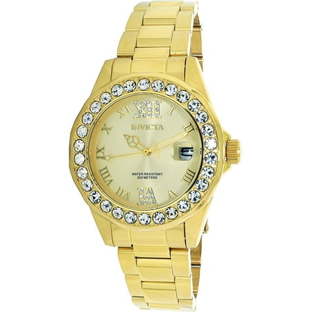 Womens 18k Gold Automatic Watch - Women's Pro Diver 18K Gold Plated SS Gold-Tone Dial
