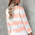 thumbnail image 4 of Women's Striped Long Sleeve Crew Neck T Shirts Casual Color Block Tee Tops Light Pink S, 4 of 5