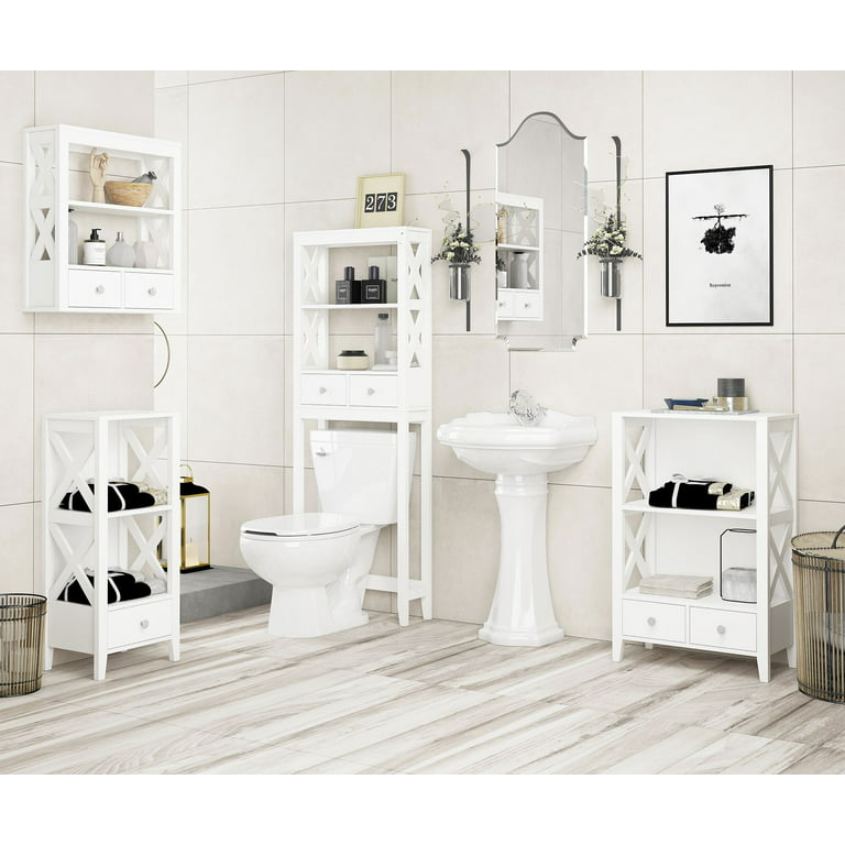 Spirich 3 Tier Bathroom Shelf Wall Mounted with Towel Hooks, Bathroom  Organizer Shelf Over The Toilet (White)