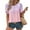 Pink, variant on QUNYINEY Casual Women's T Shirts Crew Neck Gradient Puff Short Sleeve Tops Pullover Pleated Loose Shirts