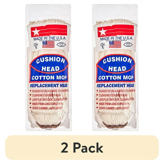 (2 pack) JW Manufacturing Cushion Head Cotton Mop Replacement Head, 1 head