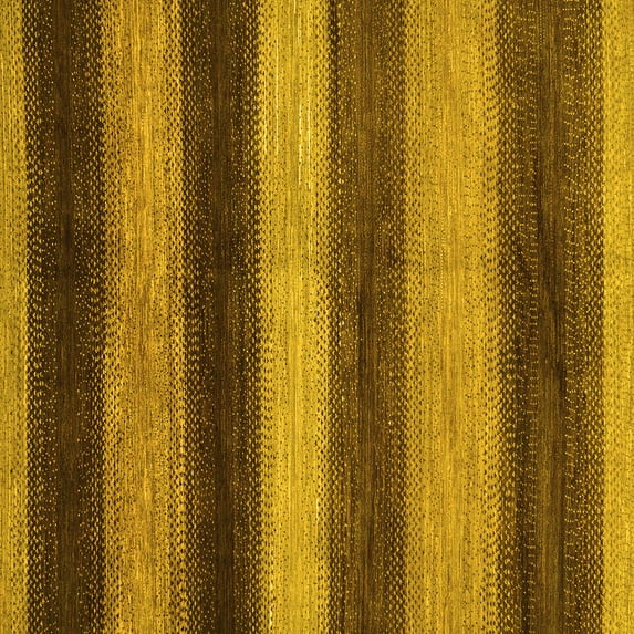 Ahgly Company Machine Washable Indoor Square Oriental Yellow Modern Area Rugs, 3' Square