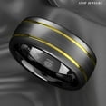 thumbnail image 2 of Tungsten Rings for Men Wedding Bands for Him Womens Wedding Bands for Her 8mm Black Brushed Dome 18k Gold Plated, 2 of 8