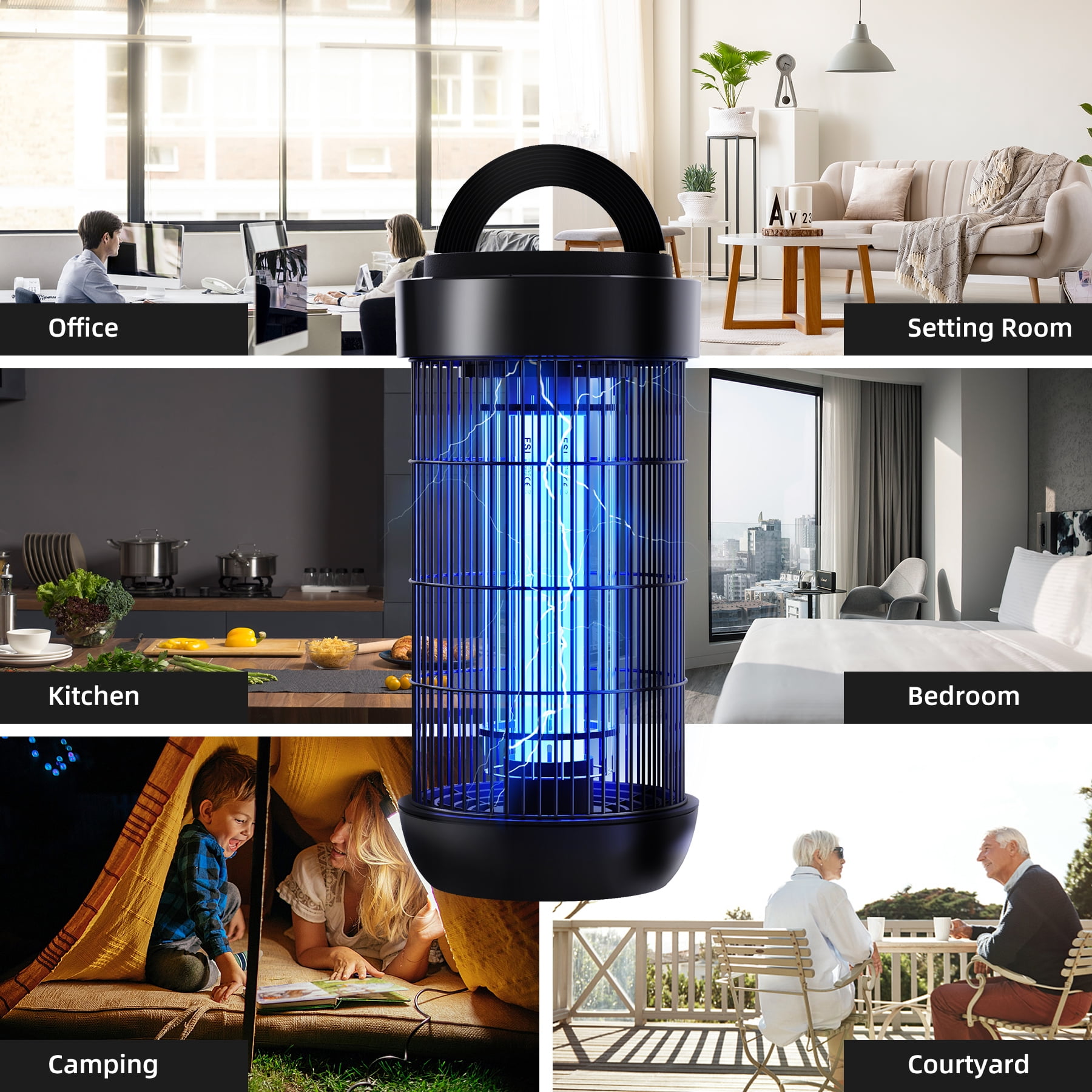 KLOUDIC Waterproof 4000V Detachable Electric Mosquito Killer Bug Zapper Electronic Insect Fly Trap for Outdoor and Indoor