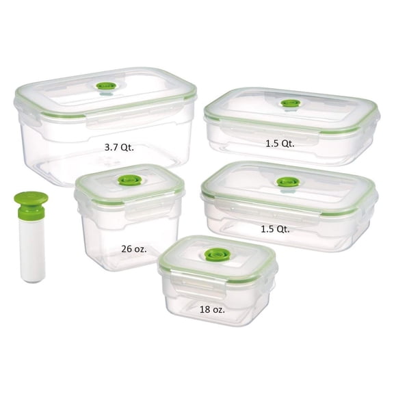 11 piece Vacuum Seal Food Storage Containers with Vacuum Pump, Airtight and Leak Proof, Vacuum Sealed Food Storage Containers, Meal Prep Containers, Keep Food Fresh up to 5 X Longer