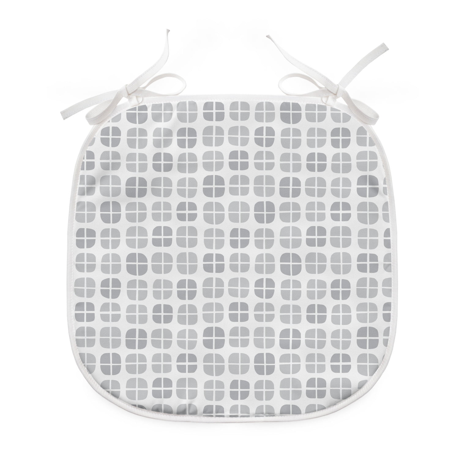 Gray Modern Geometric Print Rocking Chair Seat Cushion Pad With Ties 