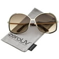 thumbnail image 1 of zeroUV Female Women's Metal Frame Gradient Colored Lens Oversize Round Sunglasses 67mm (Gold / Smoke Gradient) - 67mm, 1 of 5