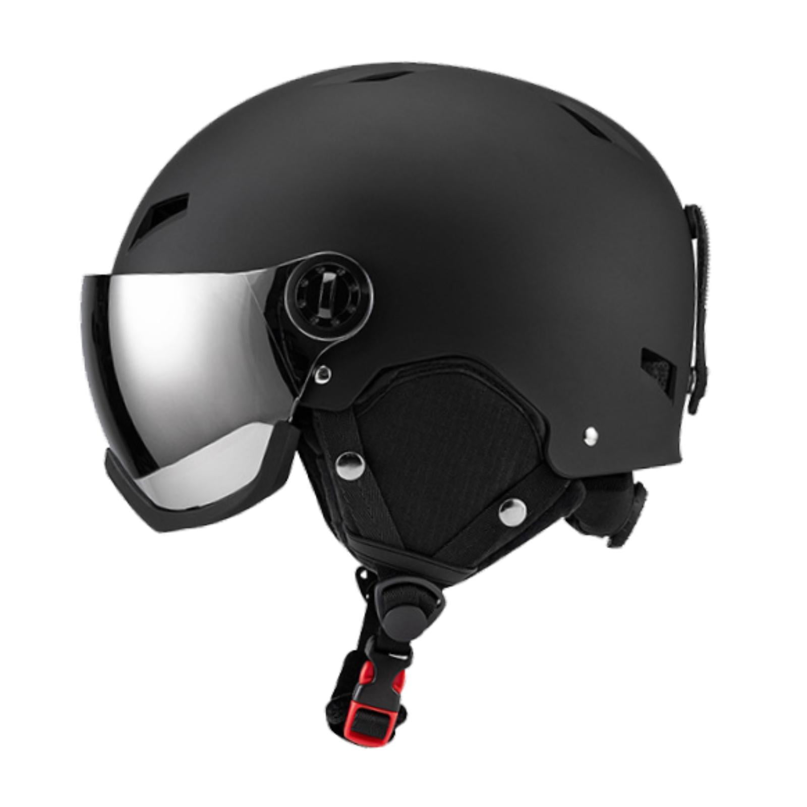 yotijay Snowboard Helmet Breathable Winter with Jaw Pad Shockproof Skateboard Helmet L Black