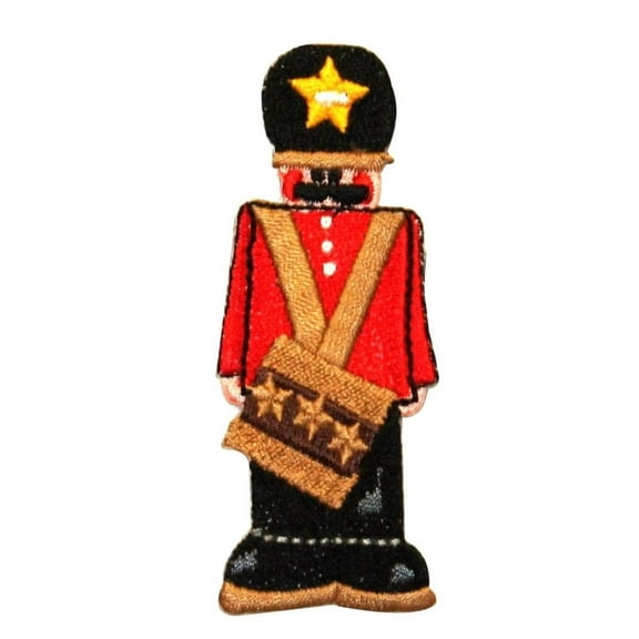 ID 8072 Drummer Boy Patch Christmas Festive Holiday Embroidered Iron On Applique