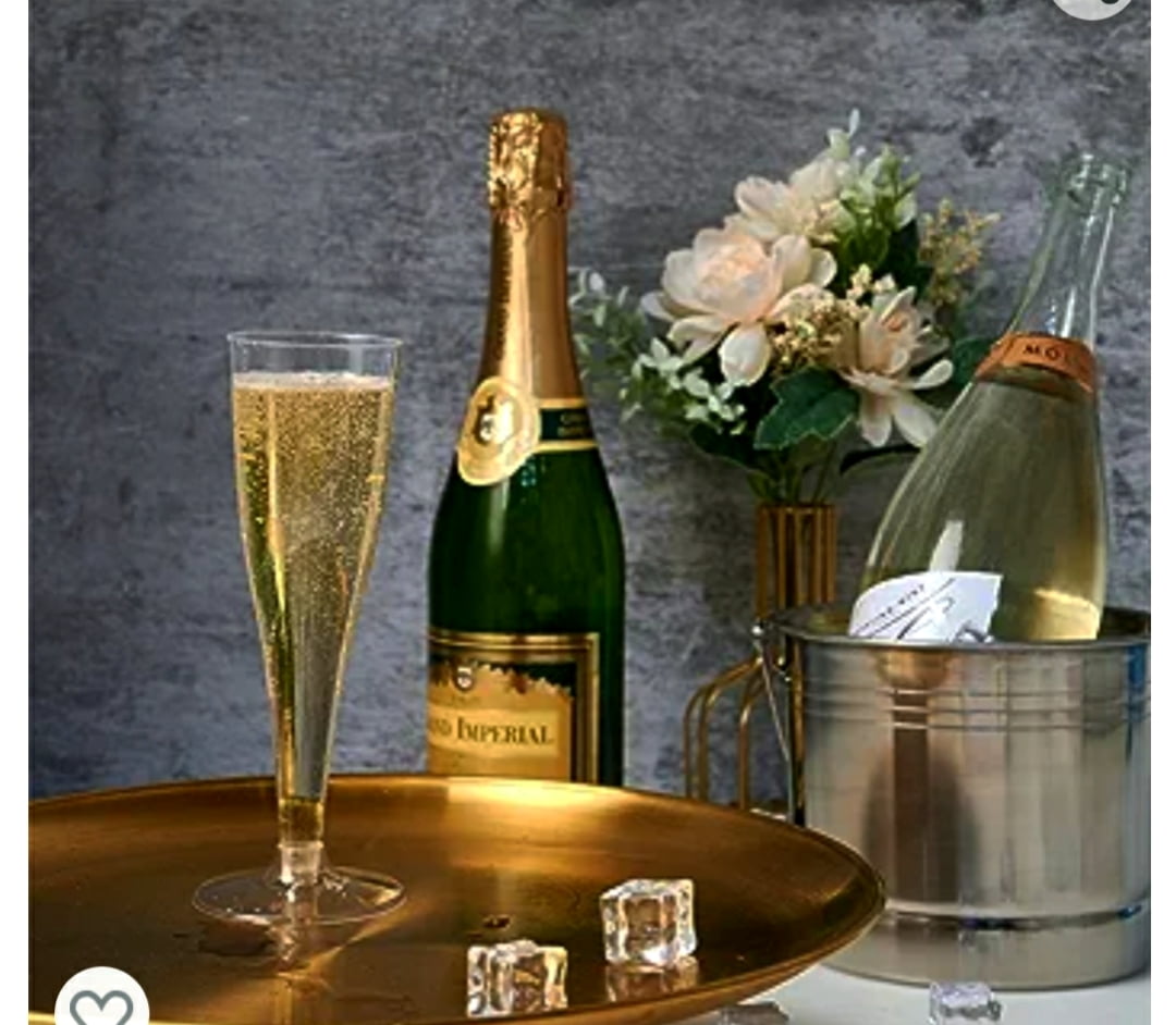 100 Pack Disposable Plastic Champagne Flutes, 4.5Oz Toasting glasses for decoration, Wedding, Parties, and Reusable(Clear)