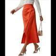 thumbnail image 1 of Falda de Satén de Seda con Cintura Alta y Cremallera para Mujer. Color Naranja M, 1 of 7