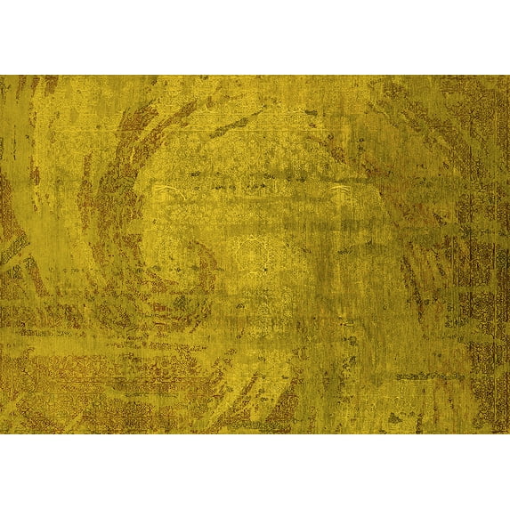 Ahgly Company Indoor Rectangle Oriental Yellow Industrial Area Rugs, 8' x 12'