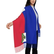 Womens Haitian Flag Pattern Scarf Shawl Wraps Soft Warm Shawls