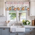 thumbnail image 2 of Pumpkins Spring Floral Farmhouse Short Window Curtain Valances, Watercolor Flowers Wooden Botanical Rod Pocket Kitchen Valances for Living Room Bedroom Bathroom Cafe 60" x 18", 2 of 8