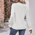 thumbnail image 4 of Womens Tops V-Neck Long Sleeve Solid Loose T-shirt White L, 4 of 6