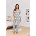 thumbnail image 2 of Ekouaer 2-Pack Womens Pajama Sets Soft Short Sleeve Sleepwear with Long Pants & Pockets Printed Lounge Set, 2 of 6