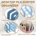 thumbnail image 3 of Uxcell Vertical Sorter for Desk, 4 Slots Plastics Adjustable File Organizer Desktop File Sorter Organizer for Office Desk Kitchen Shelf Storage Holder Paper Mail, Blue, 3 of 6