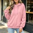 thumbnail image 4 of Plus Size Waffle Zip Up Hoodie Women Casual Drawstring Sweatshirt | Full Zip Closure, Casual Fall Wear, Stand Collar, Multiple Colors, Long Sleeve, Lightweight, No Pocket, Pink, XXL, 4 of 6