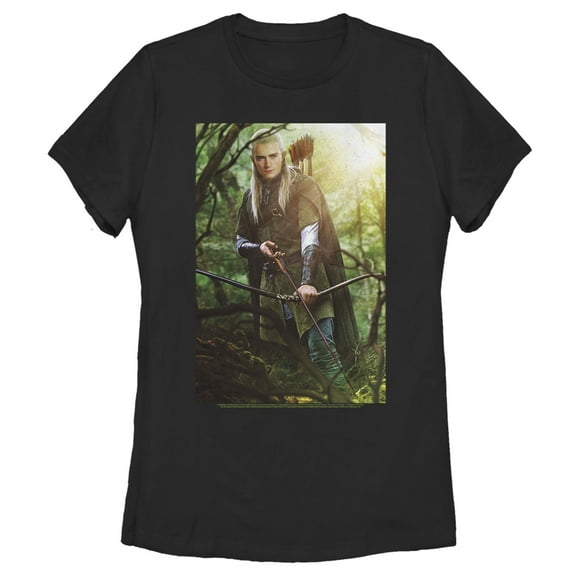 Women's The Lord of the Rings Fellowship of the Ring Legolas Scene Graphic Tee Black Medium