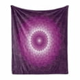 thumbnail image 1 of Purple Soft Flannel Fleece Throw Blanket, Graphic Carnation Flower Optical Illusion Symmetric Vibrant Display, Cozy Plush for Indoor and Outdoor Use, 60" x 80", Purple Magenta White, by Ambesonne, 1 of 6