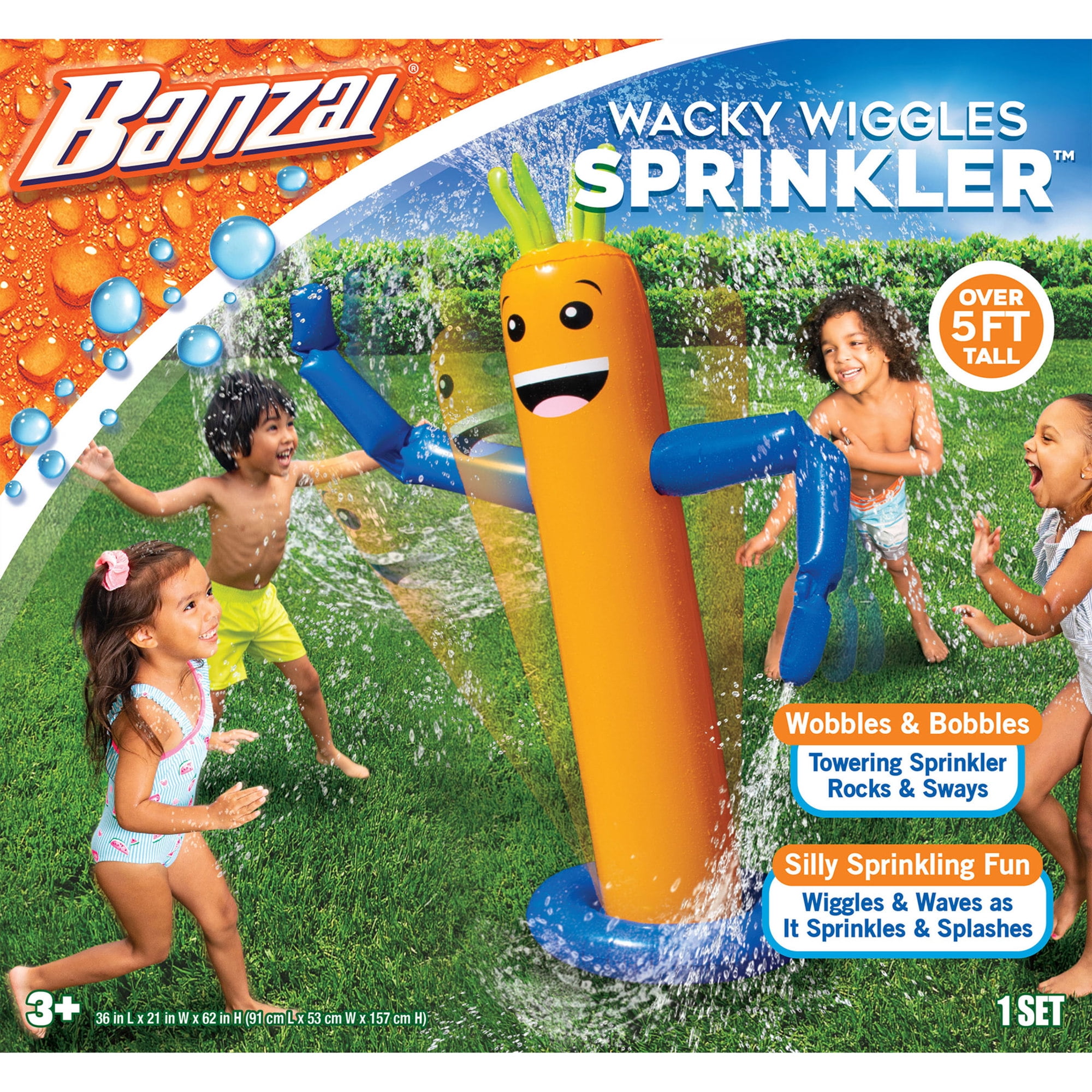 Banzai Wacky Wiggles Inflatable Sprinkler Outdoor Water Play Set, Ages 3+