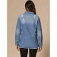 thumbnail image 4 of DARING DIVA Women's Frayed Hem Ripped Distressed Denim Jacket XS Blue, 4 of 6