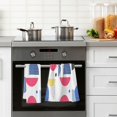 thumbnail image 4 of Yayeee 2 Pack Hand Towels for Bathroom 100% Cotton 16" x 28" Soft Absorbent Kitchen Towel, Blue Retro Shapes, 4 of 7