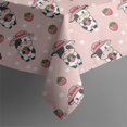 thumbnail image 5 of Pink Cow Strawberry Hat Pattern Square Tablecloth,Waterproof Square Table Cover,Wipeable Spillproof Washable Table Cover for Home Kitchen Party Decor 52"x52"(132x132cm), 5 of 6
