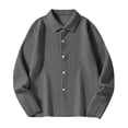 thumbnail image 5 of Zivyakyro Casual Shirt for Men Long Sleeve Waffle Button down Fall Collared Shirt Loose Solid Gray M, 5 of 7