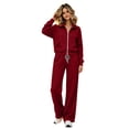 thumbnail image 4 of IUYRTFE Women's Zip Up Jacket and Wide Leg Pants Set 2 Piece Casual Tracksuit Solid Color, 4 of 8