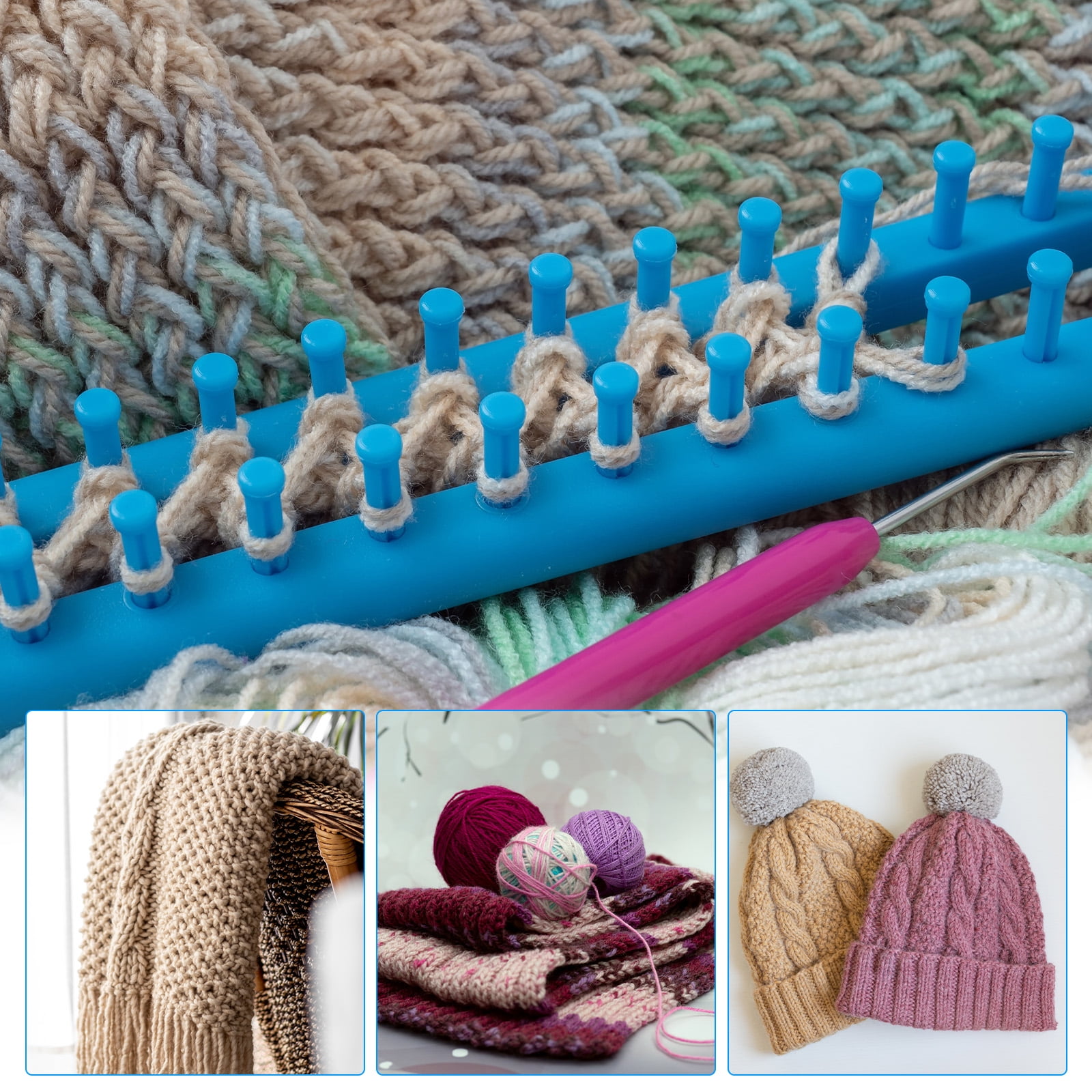 Uxcell Round Knitting Machines Kit, Darning Weave Tool with Accessories, Green Style 6
