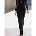 thumbnail image 5 of Black Velvet Long Sleeve Ruched Maxi Dress, Elegant Formal Evening Gown For Women, 5 of 5