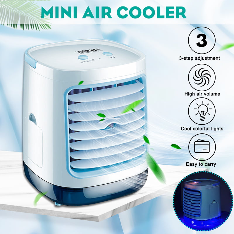 Mini Portable USB Rechargeable LED Light Hand Held Air Conditioner Cooler Fan 