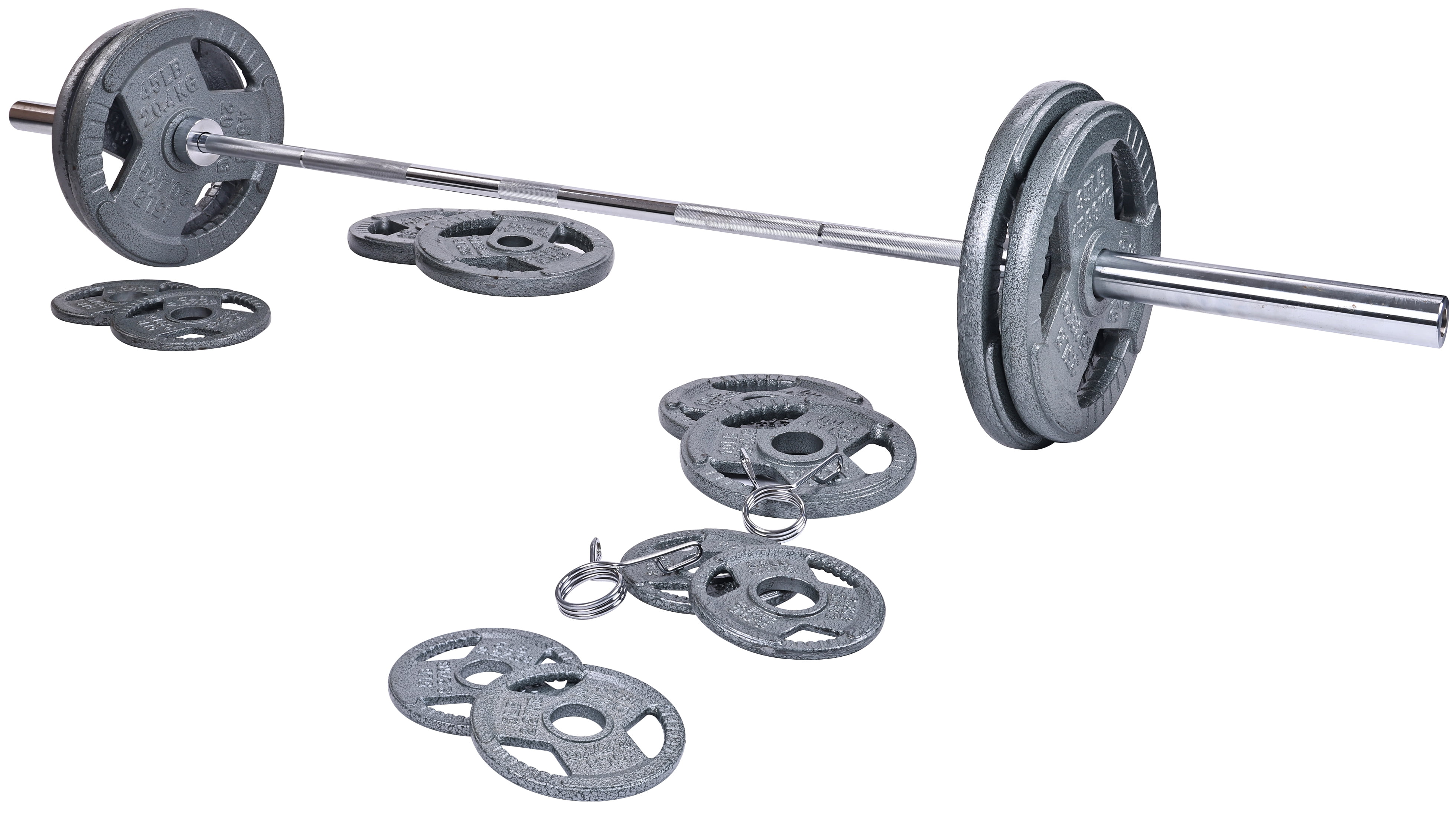 Free Shipping BalanceFrom Cast Iron Olympic Weight Including 7FT Olympic Barbell and Clips 300 Pound Set 255 Pounds Plates 45 Pounds Barbell Multiple Packages Walmart