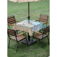 thumbnail image 5 of Square Outdoor Tablecloth with Umbrella Hole Blue Ocean Outside Table Cloth Waterproof Patio Table Cover Yellow Beach Coastal Nature Text Painting Zipper Tablecloths for Picnic Camping 60x60 Inch, 5 of 8