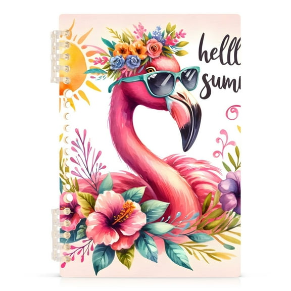 Flamingo Wearing Sunglasses Spiral Journal Notebook College Ruled Notebook 8.3" x 5.7" A5 Lined Thick Paper Page