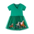 thumbnail image 1 of Big Kid Robe Fille Vêtements Filles 5 Ans Toddler Robe à Manches Courtes Imprimés Robe de Fête Dansante Vêtements Filles (Vert, 2-3 Ans), 1 of 6