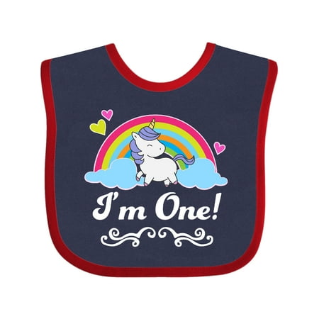 

Inktastic First Birthday Rainbow with Unicorn Gift Baby Girl Bib