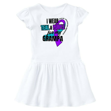 

Inktastic Suicide Prevention I Wear Teal and Purple for My Grampa Gift Toddler Girl Dress