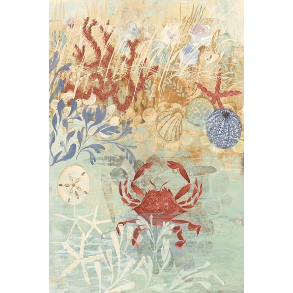 Marmont Hill 'Coastal Floral Frenzy Iv Premium' by Alan Hopfensperger Painting Print on Wrapped Canvas