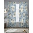 thumbnail image 2 of Vintage Map Sheer Curtains 96 Inch Long 2 Panels, Abstract Route Sailing Anchor Compass Light Filtering Rod Pocket Semi Sheer Curtains, Sheer Voile Drapes for Living Room Bedroom, 52"x96", 2 of 5