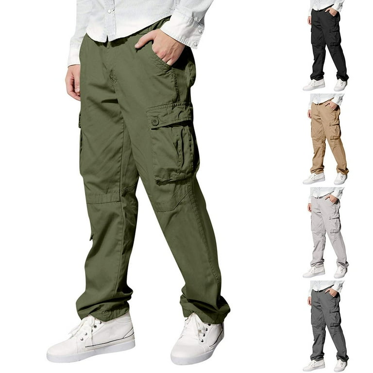 BUYISI Mens Multi-pocket Loose Cargo Trousers Heavy Duty BUYISI Mens Multi-pocket Loose Cargo Trousers Heavy Duty
