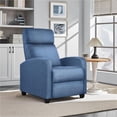 thumbnail image 2 of Renwick Fabric Push Back Theater Recliner Chair with Footrest, Light Blue, 2 of 10