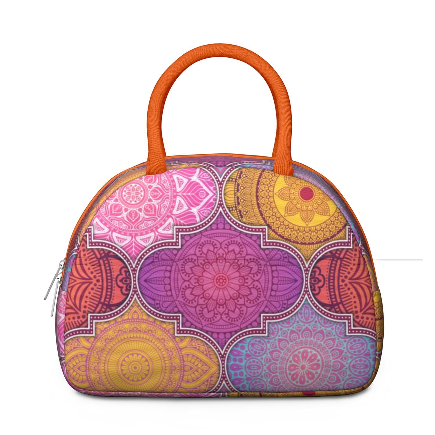 Boho Floral Lunch Bag for Women, Insulated Vintage Lunch Tote with Earthy Tribal Folk Style, Colorful Leakproof Lunch Box for Work, School or Travel